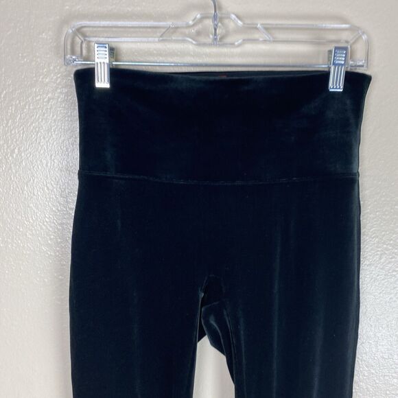 Spanx L Velvet Velour Leggings Pants Pull On Black High Rise Slim Tummy Control - Picture 4 of 4